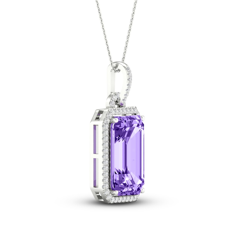 Main Image 2 of Natural Amethyst Necklace 1/6 ct tw Diamonds 10K White Gold