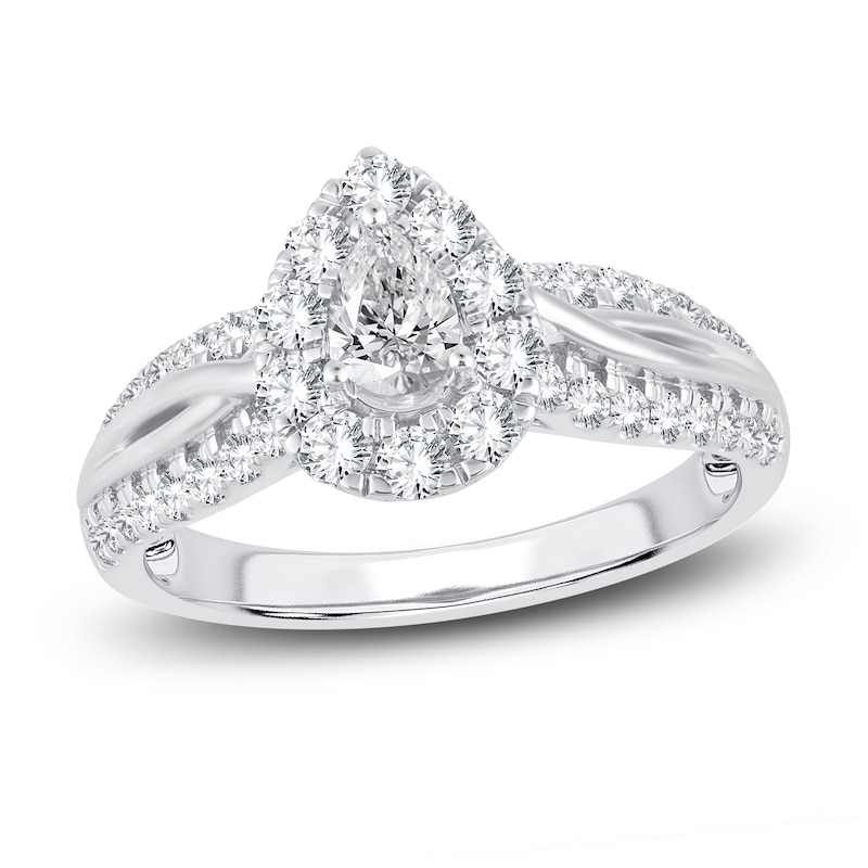 Diamond Engagement Ring 1 ct tw Pear/Round 14K White Gold