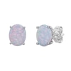 Thumbnail Image 0 of Lab-Created Opal Stud Earrings 1/8 ct tw Diamonds 10K White Gold