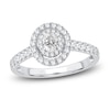 Thumbnail Image 1 of Diamond Double Halo Engagement Ring 3/4 ct tw Oval/Round 14K White Gold