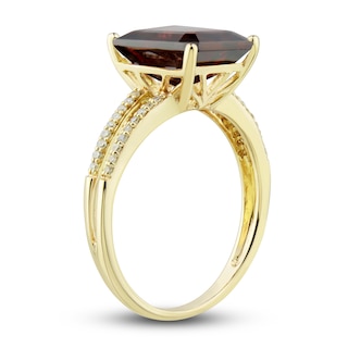 Natural Garnet Ring, Earring & Necklace Set 1/5 ct tw Diamonds 10K ...