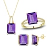 Thumbnail Image 1 of Natural Amethyst Ring, Earring & Necklace Set 1/5 ct tw Diamonds 10K Yellow Gold