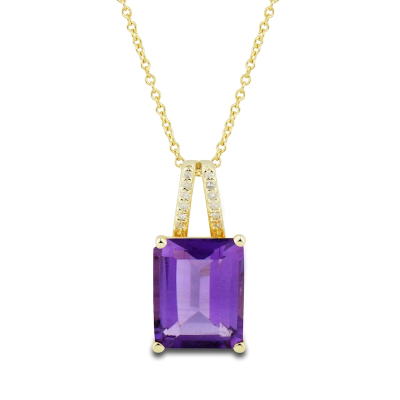 Main Image 2 of Natural Amethyst Ring, Earring & Necklace Set 1/5 ct tw Diamonds 10K Yellow Gold