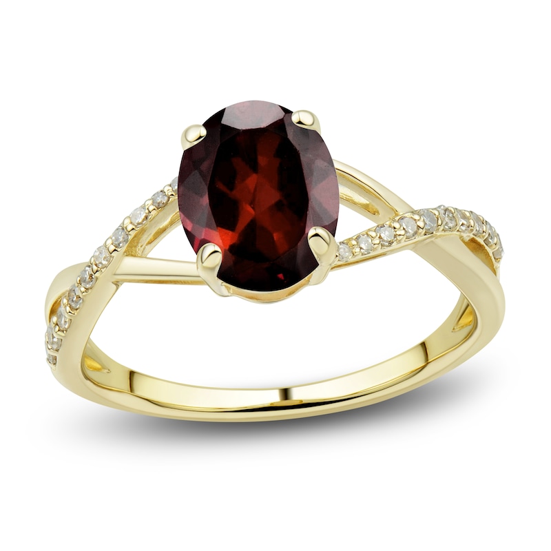 Natural Garnet Ring, Earring & Necklace Set 1/5 ct tw Diamonds 10K ...