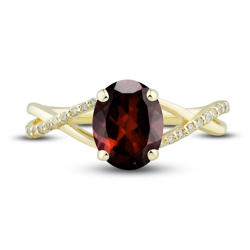 Main Image 5 of Natural Garnet Ring, Earring & Necklace Set 1/5 ct tw Diamonds 10K Yellow Gold