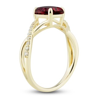 Natural Garnet Ring, Earring & Necklace Set 1/5 ct tw Diamonds 10K ...