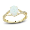 Thumbnail Image 4 of Lab-Created Opal Ring, Earring & Necklace Set 1/5 ct tw Diamonds 10K Yellow Gold