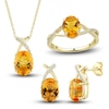 Thumbnail Image 1 of Natural Citrine Ring, Earring & Necklace Set 1/5 ct tw Diamonds 10K Yellow Gold