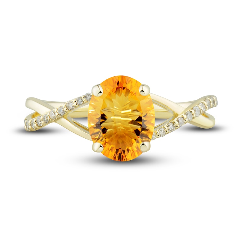 Main Image 5 of Natural Citrine Ring, Earring & Necklace Set 1/5 ct tw Diamonds 10K Yellow Gold