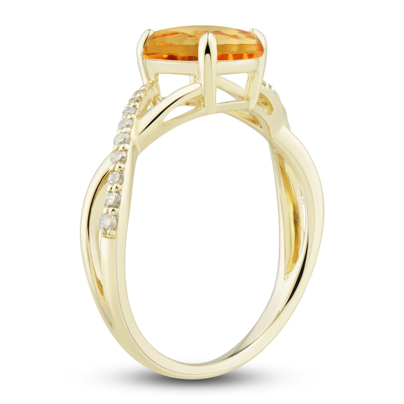 Main Image 6 of Natural Citrine Ring, Earring & Necklace Set 1/5 ct tw Diamonds 10K Yellow Gold