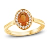 Thumbnail Image 1 of Natural Fire Opal Ring 1/8 ct tw Diamonds 10K Yellow Gold