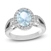 Thumbnail Image 1 of Natural Aquamarine & Natural White Topaz Oval Ring 10K White Gold