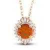 Thumbnail Image 1 of Natural Fire Opal Pendant Necklace 1/6 ct tw Diamonds 10K Rose Gold 18&quot;