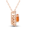 Thumbnail Image 2 of Natural Fire Opal Pendant Necklace 1/6 ct tw Diamonds 10K Rose Gold 18&quot;