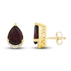 Thumbnail Image 1 of Natural Garnet Stud Earrings 1/10 ct tw Diamonds 10K Yellow Gold