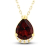 Thumbnail Image 0 of Natural Garnet Pendant Necklace 1/20 ct tw Diamonds 10K Yellow Gold 18"