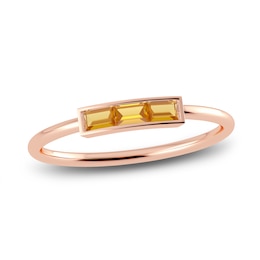 Juliette Maison Natural Citrine Baguette Bar Ring 10K Rose Gold