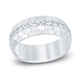 Men's Diamond Wedding Band 1 ct tw Round 14K White Gold