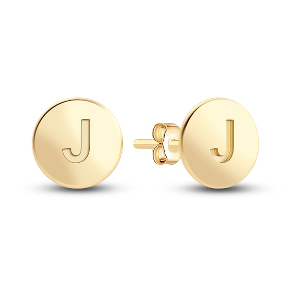 10Kt Gold Initial Letter Earrings V