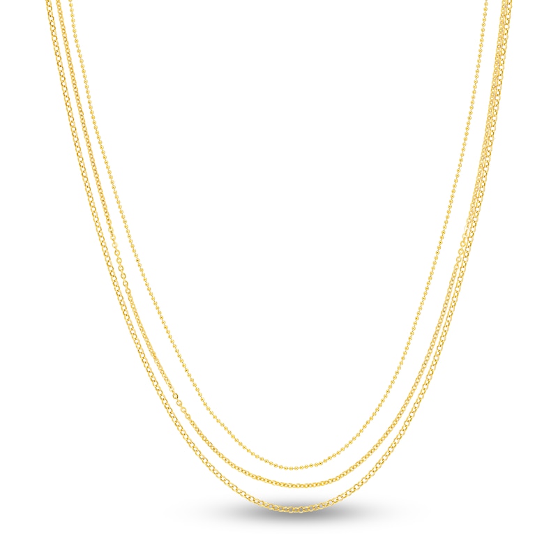 Bead, Cable & Rolo Chain Necklace 14K Yellow Gold 18"