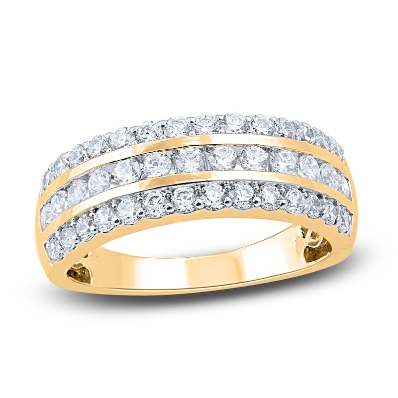 Diamond 3-Row Anniversary Band 1 ct tw Round 14K Yellow Gold