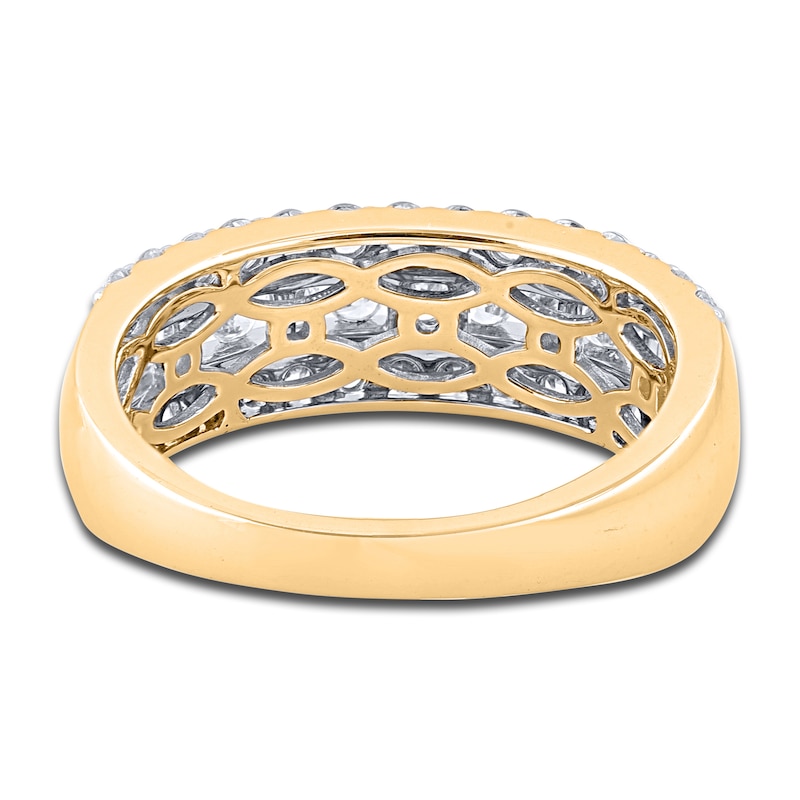 Diamond 3-Row Anniversary Band 1 ct tw Round 14K Yellow Gold