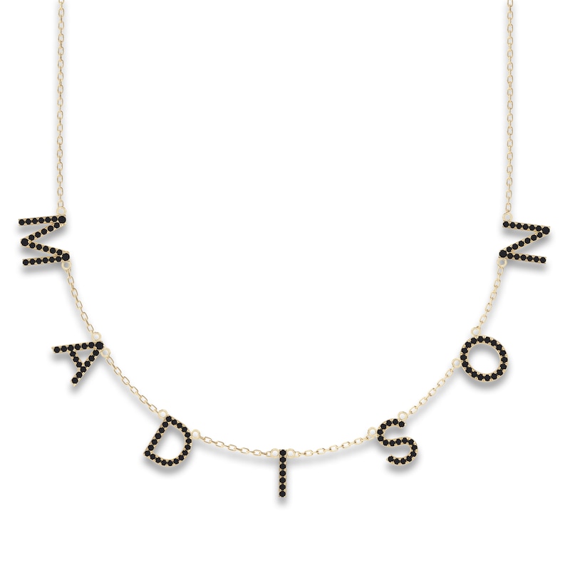 Main Image 1 of Juliette Maison Black Diamond Station Name Necklace 2 ct tw Round 10K Yellow Gold