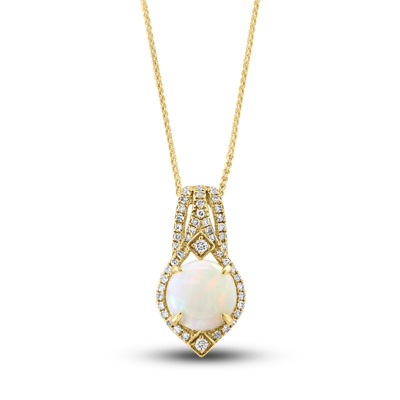 Main Image 1 of LALI Jewels Natural Opal Pendant Necklace 1/5 ct tw Diamonds 14K Yellow Gold