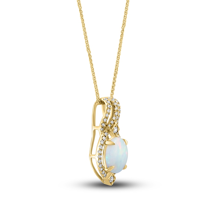 Main Image 2 of LALI Jewels Natural Opal Pendant Necklace 1/5 ct tw Diamonds 14K Yellow Gold