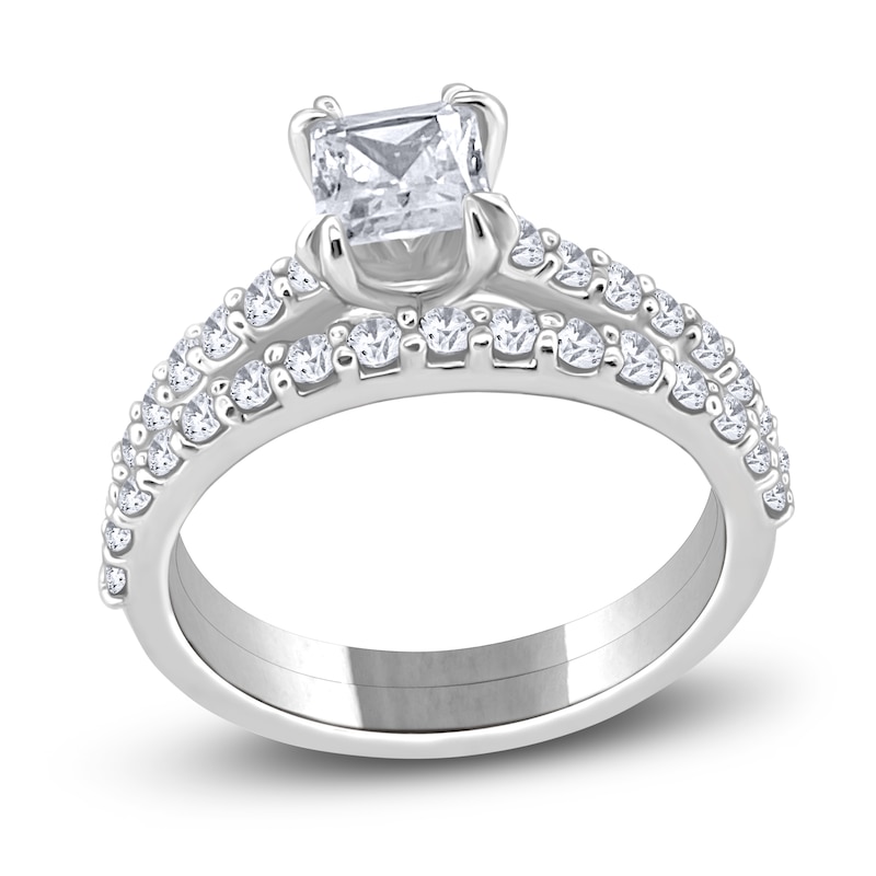 Main Image 3 of Diamond Bridal Set 1-3/8 ct tw Princess/Round 14K White Gold