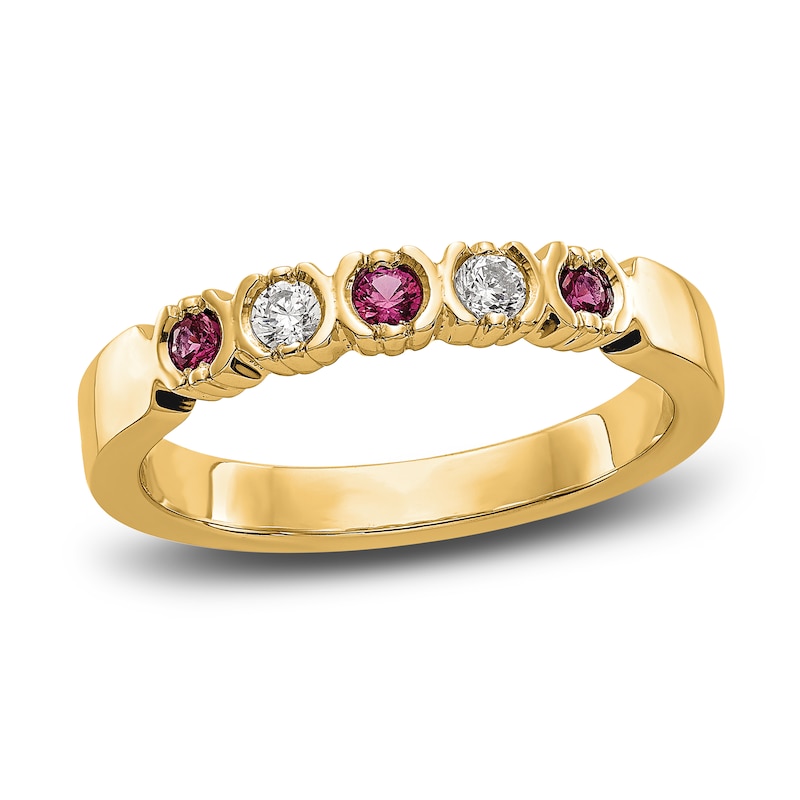 Natural Ruby Stackable Ring 1/10 ct tw Diamonds 14K Yellow Gold | Jared