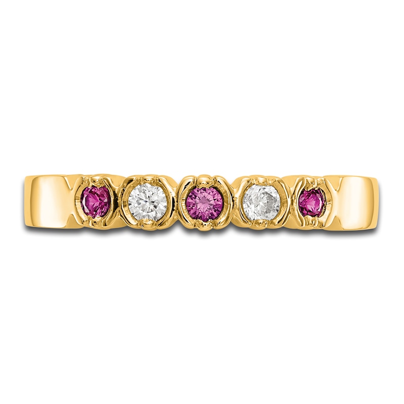 Main Image 3 of Natural Ruby Stackable Ring 1/10 ct tw Diamonds 14K Yellow Gold