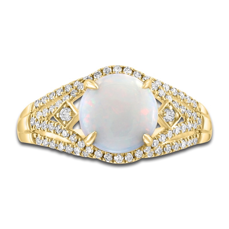 Main Image 3 of LALI Jewels Natural Opal Engagement Ring 1/4 ct Diamonds 14K Yellow Gold