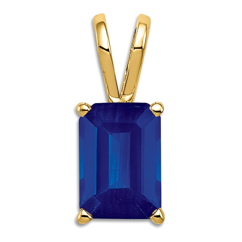 Main Image 1 of Natural Blue Sapphire Necklace Charm 14K Yellow Gold