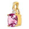 Thumbnail Image 1 of Pink Lab-Created Sapphire Necklace Charm Diamond Accents 14K Yellow Gold