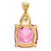 Thumbnail Image 2 of Pink Lab-Created Sapphire Necklace Charm Diamond Accents 14K Yellow Gold