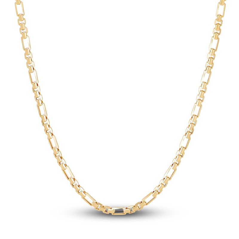 LUSSO by Italia D'Oro Men's Round Box Chain Necklace 14K Yellow Gold 20" 3mm