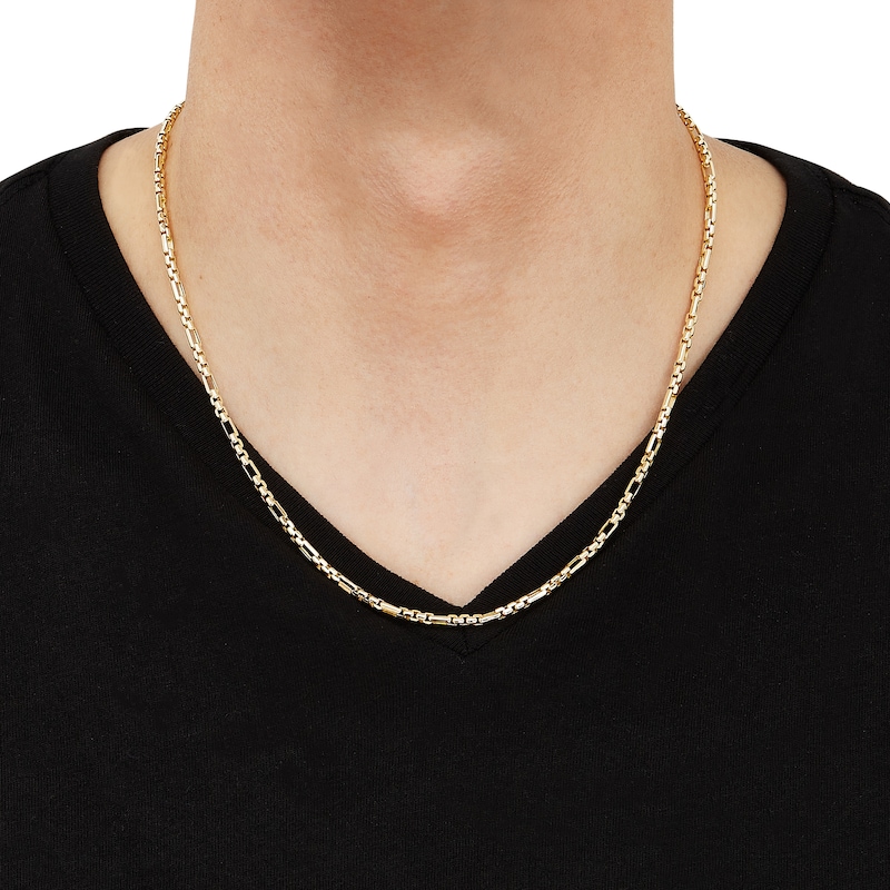 LUSSO by Italia D'Oro Men's Round Box Chain Necklace 14K Yellow Gold 20" 3mm