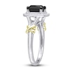 Thumbnail Image 2 of Y-Knot Black Diamond Ring 2-1/4 ct tw Princess/Round 14K Two-Tone Gold