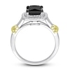 Thumbnail Image 3 of Y-Knot Black Diamond Ring 2-1/4 ct tw Princess/Round 14K Two-Tone Gold