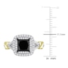 Thumbnail Image 4 of Y-Knot Black Diamond Ring 2-1/4 ct tw Princess/Round 14K Two-Tone Gold