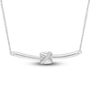 Thumbnail Image 1 of Y-Knot Diamond Bar Necklace 1/20 ct tw Round 14K White Gold 17&quot;