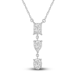 Diamond Drop Pendant Necklace 1 ct tw Round 14K White Gold 17&quot;