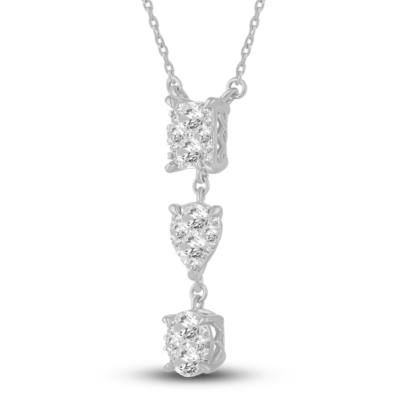 Main Image 2 of Diamond Drop Pendant Necklace 1 ct tw Round 14K White Gold 17&quot;