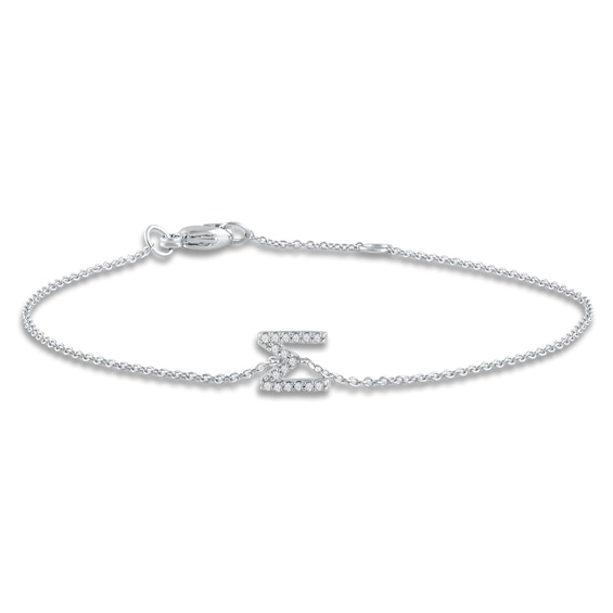 Diamond Initial on Chain Bracelet in Yellow Gold Z