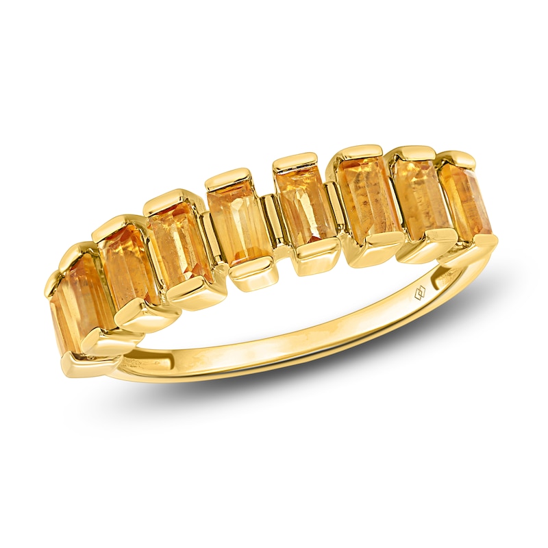 Natural Baguette Citrine Ring 14K Yellow Gold