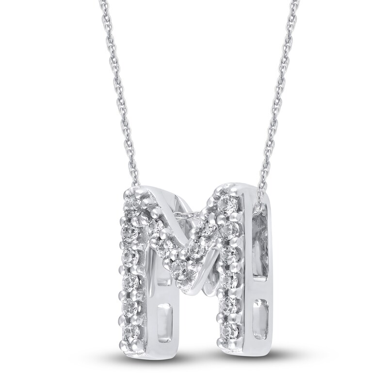 Diamond Letter V Necklace 1/10 ct tw Round-cut Sterling Silver 18