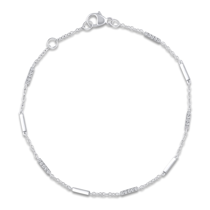 Main Image 1 of Diamond Station Bracelet 1/8 ct tw Round 14K White Gold 7&quot;