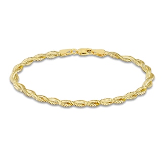 Hollow Braided Rope Bracelet 10K Yellow Gold 7.25 Length