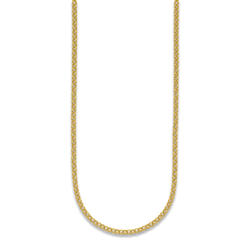 Main Image 2 of High-Polish Rolo Chain Necklace 24K Yellow Gold 24&quot; 3.0mm